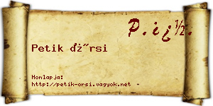 Petik Örsi névjegykártya